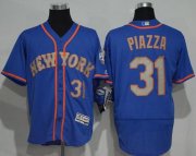 Wholesale Cheap Mets #31 Mike Piazza Blue(Grey NO.) Flexbase Authentic Collection Stitched MLB Jersey