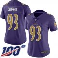 Wholesale Cheap Nike Ravens #93 Calais Campbell Purple Women's Stitched NFL Limited Rush 100th Season Jersey