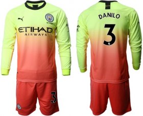 Wholesale Cheap Manchester City #3 Danilo Third Long Sleeves Soccer Club Jersey