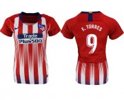 Wholesale Cheap Women's Atletico Madrid #9 F.Torres Home Soccer Club Jersey