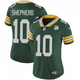 Wholesale Cheap Nike Packers #10 Darrius Shepherd Green Team Color Women\'s 100th Season Stitched NFL Vapor Untouchable Limited Jersey
