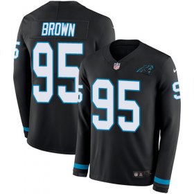 Wholesale Cheap Nike Panthers #95 Derrick Brown Black Team Color Men\'s Stitched NFL Limited Therma Long Sleeve Jersey