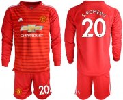 Wholesale Cheap Manchester United #20 S.Romero Red Goalkeeper Long Sleeves Soccer Club Jersey