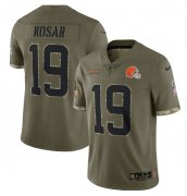 Wholesale Cheap Men's Cleveland Browns #19 Bernie Kosar 2022 Olive Salute To Service Limited Stitched Jersey