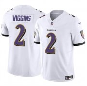 Cheap Men's Baltimore Ravens #2 Nate Wiggins White 2024 Draft F.U.S.E. Vapor Limited Football Jersey