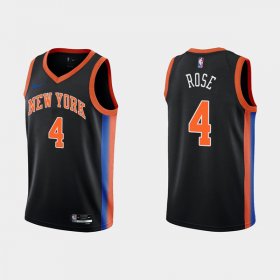 Wholesale Cheap Men\'s New York Knicks #4 Derick Rose Black City Edition Stitched Basketball Jersey