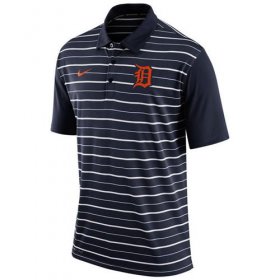 Wholesale Cheap Men\'s Detroit Tigers Nike Navy Dri-FIT Stripe Polo
