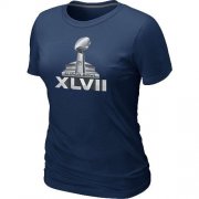Wholesale Cheap Women's NFL Super Bowl XLVII Logo T-Shirt Dark Blue