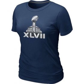 Wholesale Cheap Women\'s NFL Super Bowl XLVII Logo T-Shirt Dark Blue