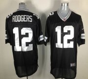 Wholesale Cheap Nike Packers #12 Aaron Rodgers Black Shadow Men's Stitched NFL Elite Jersey
