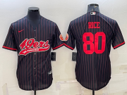 Wholesale Cheap Men's San Francisco 49ers #80 Jerry Rice Black With Patch Cool Base Stitched Baseball Jersey
