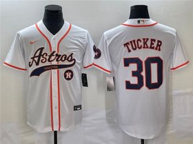 Wholesale Cheap Men\'s Houston Astros #30 Kyle Tucker White With Patch Cool Base Stitched Baseball Jersey