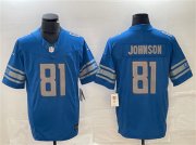 Cheap Men's Detroit Lions #81 Calvin Johnson Blue 2023 F.U.S.E. Vapor Untouchable Limited Stitched Jersey