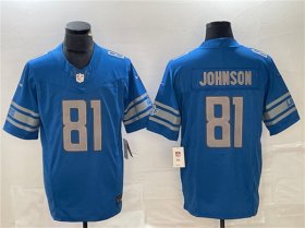Cheap Men\'s Detroit Lions #81 Calvin Johnson Blue 2023 F.U.S.E. Vapor Untouchable Limited Stitched Jersey