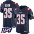 Wholesale Cheap Nike Patriots #35 Kyle Dugger Navy Blue Youth Stitched NFL Limited Rush 100th Season Jersey