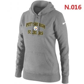 Wholesale Cheap Women\'s Nike Pittsburgh Steelers Heart & Soul Pullover Hoodie Light Grey