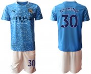 Wholesale Cheap Men 2020-2021 club Manchester City home 30 blue Soccer Jerseys