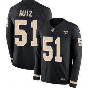Wholesale Cheap Nike Saints #51 Cesar Ruiz Black Team Color Youth Stitched NFL Limited Therma Long Sleeve Jersey