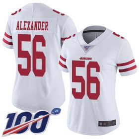 Wholesale Cheap Nike 49ers #56 Kwon Alexander White Women\'s Stitched NFL 100th Season Vapor Limited Jersey