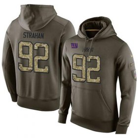 Wholesale Cheap NFL Men\'s Nike New York Giants #92 Michael Strahan Stitched Green Olive Salute To Service KO Performance Hoodie
