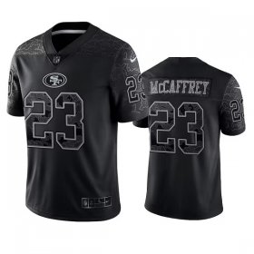 Wholesale Cheap Men\'s San Francisco 49ers #23 Christian McCaffrey Black Reflective Limited Stitched Football Jersey