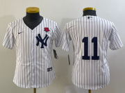 Cheap Youth New York Yankees #11 Anthony Volpe White Rose No Name Stitched Nike Cool Base Jersey