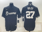 Wholesale Cheap Men's Atlanta Braves #27 Austin Riley Black Turn Back The Clock Stitched Cool Base Jersey