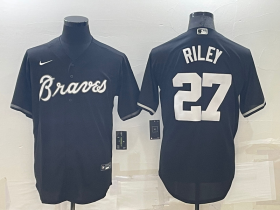 Wholesale Cheap Men\'s Atlanta Braves #27 Austin Riley Black Turn Back The Clock Stitched Cool Base Jersey