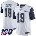 Wholesale Cheap Nike Cowboys #19 Amari Cooper White Men's Stitched With Established In 1960 Patch NFL Limited Rush 100th Season Jersey