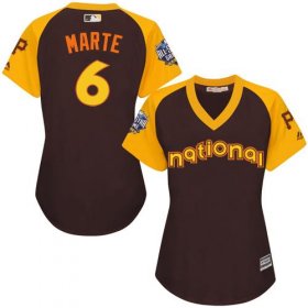 Wholesale Cheap Pirates #6 Starling Marte Brown 2016 All-Star National League Women\'s Stitched MLB Jersey