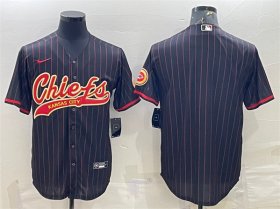 Wholesale Cheap Men\'s Kansas City Chiefs Blank Black With Patch Cool Base Stitched Baseball Jersey