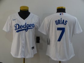 Wholesale Cheap Women\'s Los Angeles Dodgers #7 Julio Urias White Stitched MLB Cool Base Nike Jersey