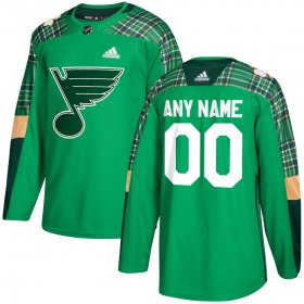 Wholesale Cheap Men\'s Adidas St. Louis Blues Personalized Green St. Patrick\'s Day Custom Practice NHL Jersey
