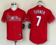 Cheap Youth Philadelphia Phillies #7 Trea Turner Red Cool Base Stitched Baseball Jersey