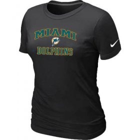 Wholesale Cheap Women\'s Nike Miami Dolphins Heart & Soul NFL T-Shirt Black