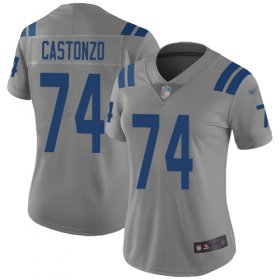 Wholesale Cheap Nike Colts #74 Anthony Castonzo Gray Women\'s Stitched NFL Limited Inverted Legend Jersey