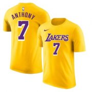 Wholesale Cheap Men's Yellow Los Angeles Lakers #7 Carmelo Anthony Basketball T-Shirt
