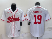 Wholesale Men's San Francisco 49ers #19 Deebo Samuel White Stitched Cool Base Nike Baseball Jersey