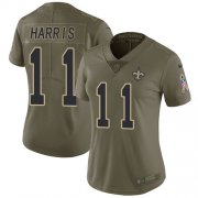 Wholesale Cheap Nike Saints #11 Deonte Harris Olive Women's Stitched NFL Limited 2017 Salute To Service Jersey