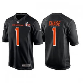 Wholesale Cheap Men\'s Cincinnati Bengals #1 Ja\'Marr Chase 2022 Black Super Bowl LVI Game Stitched Jersey