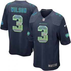 Wholesale Cheap Nike Seahawks #3 Russell Wilson Steel Blue Team Color Men\'s Stitched NFL Limited Strobe Jersey