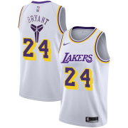 Wholesale Cheap Men's Los Angeles Lakers #24 Kobe Bryant White Nike Swingman Black Mamba Logo Swingman Jeresy