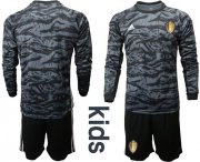 Wholesale Cheap Belgium Blank Black Goalkeeper Long Sleeves Kid Soccer Country Jersey