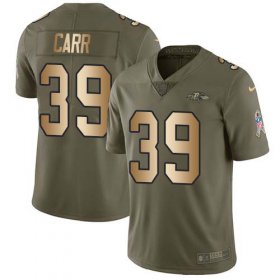 Wholesale Cheap Nike Ravens #39 Brandon Carr Olive/Gold Men\'s Stitched NFL Limited 2017 Salute To Service Jersey