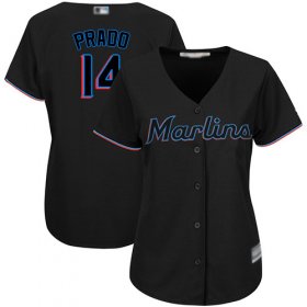 Wholesale Cheap Marlins #14 Martin Prado Black Alternate Women\'s Stitched MLB Jersey