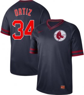 Wholesale Cheap Nike Red Sox #34 David Ortiz Navy Authentic Cooperstown Collection Stitched MLB Jersey