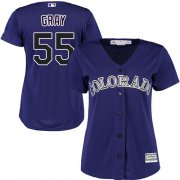 Wholesale Cheap Rockies #55 Jon Gray Purple Alternate Women's Stitched MLB Jersey