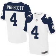 Wholesale Cheap Nike Cowboys #4 Dak Prescott White Thanksgiving Throwback Men's Stitched NFL Elite Jersey