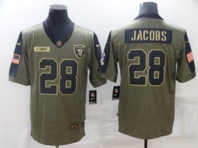 Wholesale Cheap Men\'s Las Vegas Raiders #28 Josh Jacobs Nike Olive 2021 Salute To Service Limited Player Jersey