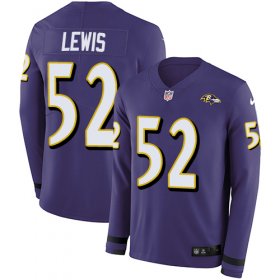 Wholesale Cheap Nike Ravens #52 Ray Lewis Purple Team Color Men\'s Stitched NFL Limited Therma Long Sleeve Jersey